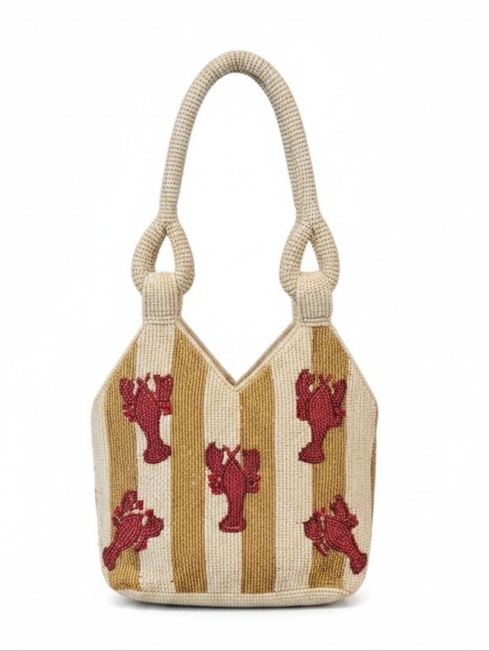 Handcrafted in India Viral Beaded Lobster Bag NWT Coastal Chic Statement Bag - Picture 2 of 16